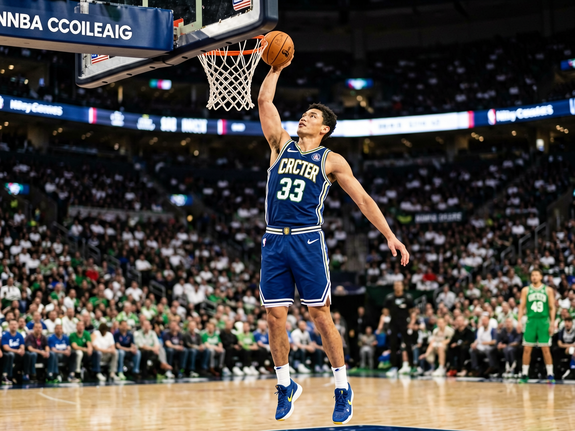 NBA篮球比赛现场球员扣篮瞬间